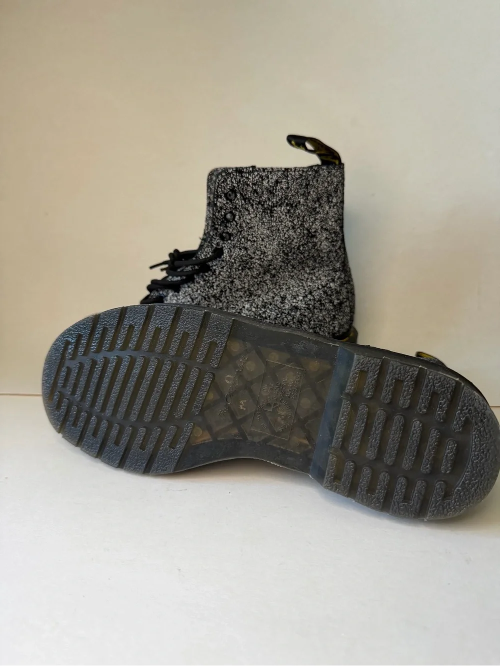 Dr. Martens 1460 Pascal Iridescent Metallic Crackle Boots Black and White - Picture 3 of 5